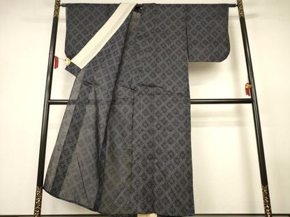 平和屋着物＊夏物　重要無形文化財　本場宮古上布　花菱文　苧麻　逸品　AABM1045jd