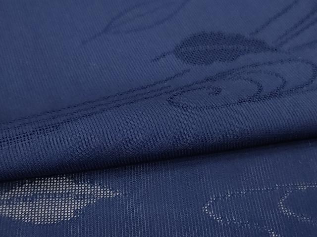 平和屋着物＊夏物　色無地　縦絽　流水舞葉紋紗　留紺色　正絹　逸品　AABM1047jd