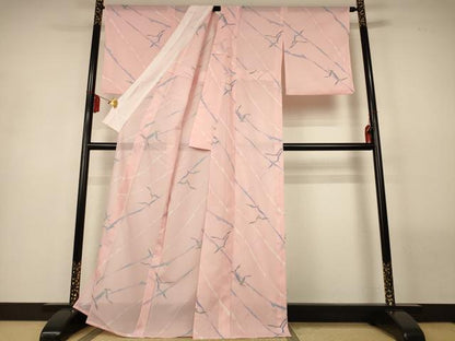 平和屋着物＊夏物　小紋　絽　飛鳥文　洗える着物　AABM1062jd