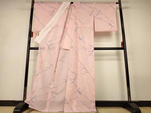 平和屋着物＊夏物　小紋　絽　飛鳥文　洗える着物　AABM1062jd