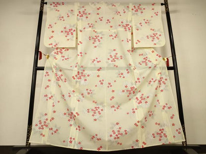 平和屋着物＊夏物　小紋　絽　舞花文　正絹　逸品　AABM1075jd