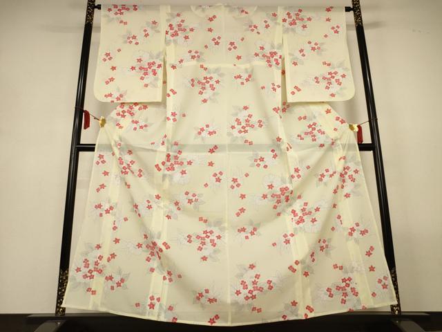 平和屋着物＊夏物　小紋　絽　舞花文　正絹　逸品　AABM1075jd