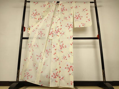 平和屋着物＊夏物　小紋　絽　舞花文　正絹　逸品　AABM1075jd