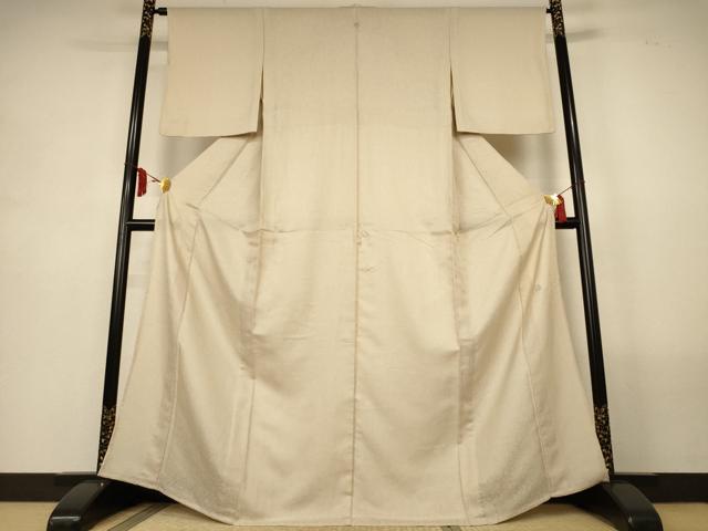 平和屋着物＊夏物　京都・西陣　織元ブランド　秦流舎　色無地　絽　草花紋紗　鳥の子色　正絹　逸品　AABM1084jd