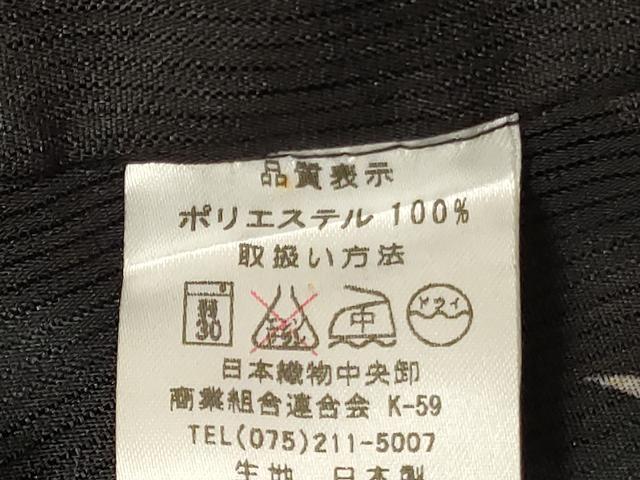平和屋着物＊夏物　小紋　縦絽　笹竹文　黒地　洗える着物　AABM1087jd