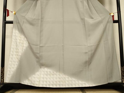 平和屋着物＊夏物　訪問着　絽　刺繍　幾何学文様　暈し染め　金銀糸　銀彩　正絹　逸品　AABM1093jd