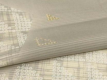平和屋着物＊夏物　訪問着　絽　刺繍　幾何学文様　暈し染め　金銀糸　銀彩　正絹　逸品　AABM1093jd