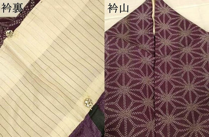 平和屋着物＊夏物　小紋　絽　麻の葉文様　正絹　逸品　AABM1095jd
