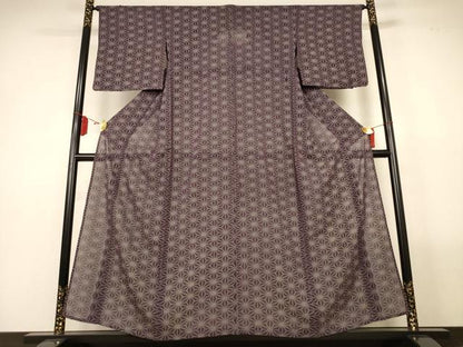 平和屋着物＊夏物　小紋　絽　麻の葉文様　正絹　逸品　AABM1095jd