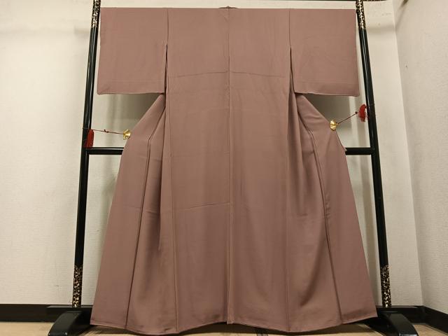 平和屋着物●上質な色無地　宗伝唐茶色　背抜き仕立て　正絹　逸品　AABM1122ph