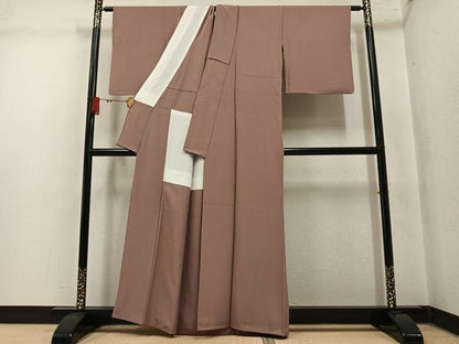 平和屋着物●上質な色無地　宗伝唐茶色　背抜き仕立て　正絹　逸品　AABM1122ph