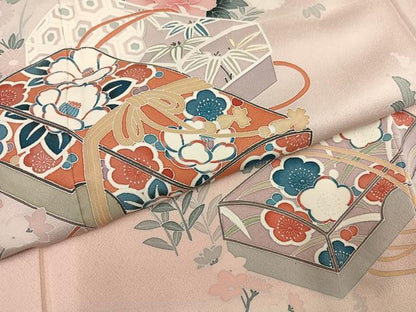 平和屋着物●訪問着　花文箱文　暈し染め　正絹　逸品　AABM1133ph