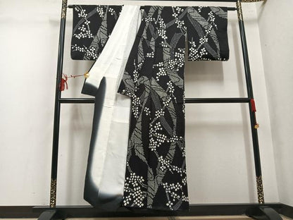 平和屋着物●上質な小紋　総絞り　枝花文　正絹　逸品　AABM1144ph