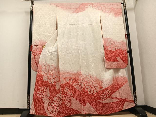 平和屋着物●豪華振袖　総絞り　吉祥花文　暈し染め　正絹　逸品　AABM1148ph