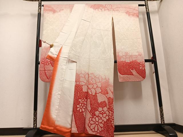 平和屋着物●豪華振袖　総絞り　吉祥花文　暈し染め　正絹　逸品　AABM1148ph