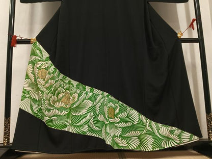 平和屋着物●豪華黒留袖　駒刺繍　花尽くし　金彩　正絹　逸品　AABM1150ph
