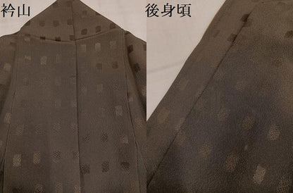 平和屋着物●上質な色無地　色紙地紋　媚茶色　正絹　逸品　AABM1157ph