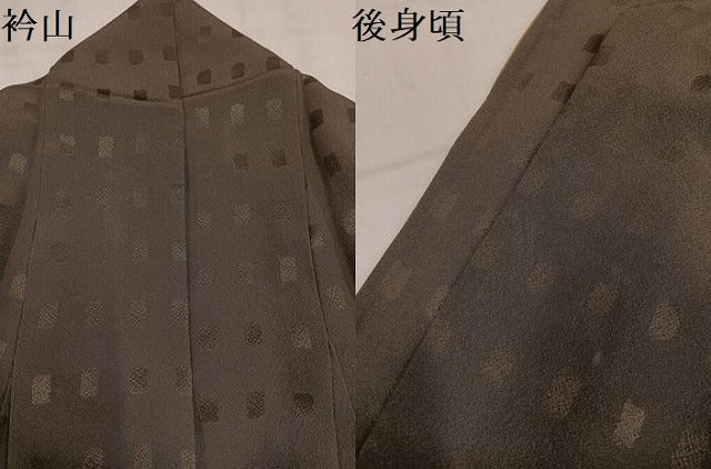 平和屋着物●上質な色無地　色紙地紋　媚茶色　正絹　逸品　AABM1157ph