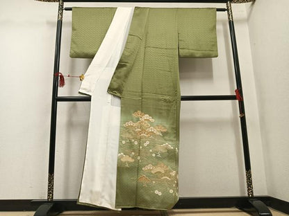 平和屋着物●豪華色留袖　駒刺繍　松　暈し染め　金彩　正絹　逸品　AABM1178ph
