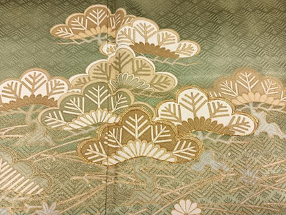 平和屋着物●豪華色留袖　駒刺繍　松　暈し染め　金彩　正絹　逸品　AABM1178ph