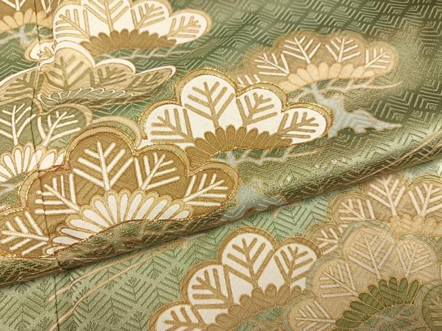 平和屋着物●豪華色留袖　駒刺繍　松　暈し染め　金彩　正絹　逸品　AABM1178ph