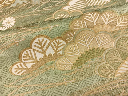 平和屋着物●豪華色留袖　駒刺繍　松　暈し染め　金彩　正絹　逸品　AABM1178ph