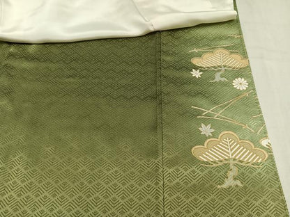 平和屋着物●豪華色留袖　駒刺繍　松　暈し染め　金彩　正絹　逸品　AABM1178ph