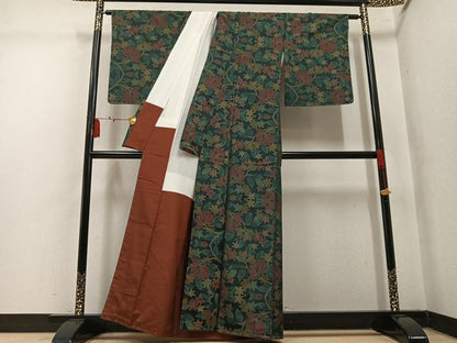 平和屋着物●本場大島紬　草花文　正絹　逸品　未使用　AABM1186ph