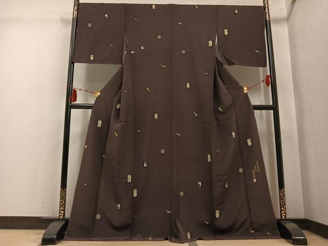 平和屋着物●友禅師・京の名工・伝統工芸士・樽本伊勢蔵　小紋　エジプト壁画文様　金彩　やまと誂製　正絹　逸品　未使用　AABM1194ph