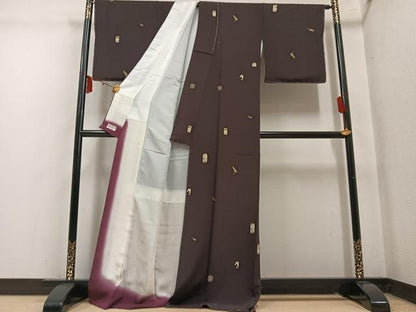 平和屋着物●友禅師・京の名工・伝統工芸士・樽本伊勢蔵　小紋　エジプト壁画文様　金彩　やまと誂製　正絹　逸品　未使用　AABM1194ph