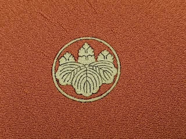 平和屋着物●上質な色無地　柿色　正絹　逸品　AABM1196ph