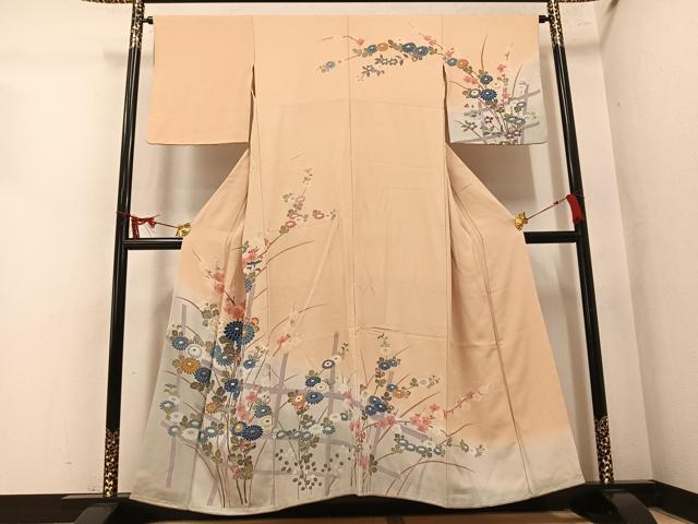 平和屋着物●訪問着　友禅　枝花文　暈し染め　正絹　逸品　AABM1197ph