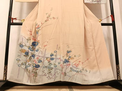 平和屋着物●訪問着　友禅　枝花文　暈し染め　正絹　逸品　AABM1197ph