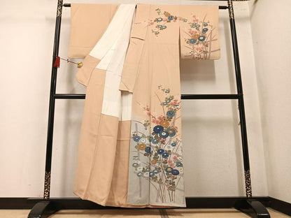 平和屋着物●訪問着　友禅　枝花文　暈し染め　正絹　逸品　AABM1197ph