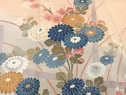 平和屋着物●訪問着　友禅　枝花文　暈し染め　正絹　逸品　AABM1197ph