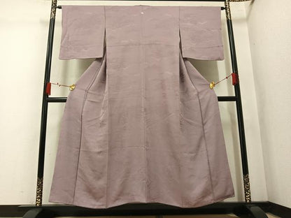平和屋着物●上質な色無地　風景地紋　赤白橡色　正絹　逸品　AABM1198ph