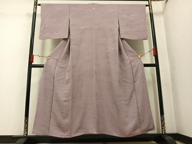 平和屋着物●上質な色無地　風景地紋　赤白橡色　正絹　逸品　AABM1198ph