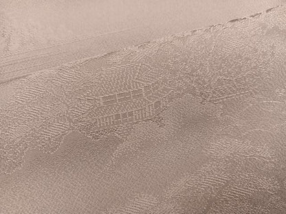 平和屋着物●上質な色無地　風景地紋　赤白橡色　正絹　逸品　AABM1198ph