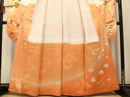 平和屋着物●豪華振袖　駒刺繍　草花文　暈し染め　金彩　正絹　逸品　AABM1200ph