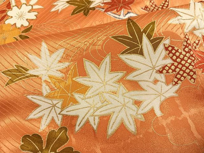 平和屋着物●豪華振袖　駒刺繍　草花文　暈し染め　金彩　正絹　逸品　AABM1200ph