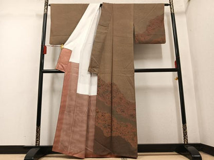 平和屋着物●伝統工芸伝承者　木村正明　訪問着　草花文　正絹　逸品　AABM1204ph