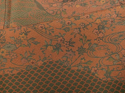 平和屋着物●伝統工芸伝承者　木村正明　訪問着　草花文　正絹　逸品　AABM1204ph