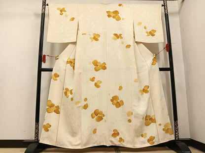 平和屋着物●訪問着　地紋起こし　舞花文　正絹　逸品　AABM1208ph