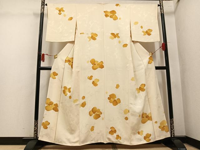 平和屋着物●訪問着　地紋起こし　舞花文　正絹　逸品　AABM1208ph