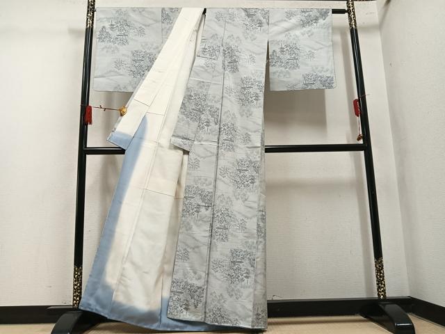 平和屋着物●本場大島紬　風景樹林文　正絹　逸品　AABM1209ph