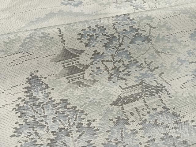 平和屋着物●本場大島紬　風景樹林文　正絹　逸品　AABM1209ph