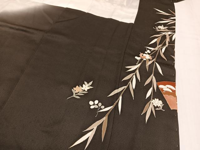 平和屋着物●訪問着　刺繍　地紙人物草花文　暈し染め　金彩　正絹　逸品　未使用　AABM1212ph