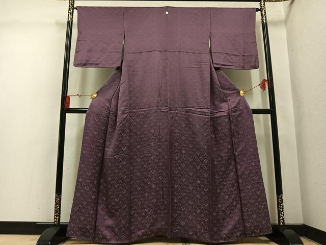 平和屋着物●上質な色無地　青海波地紋　宗伝唐茶色　正絹　逸品　AABM1215ph