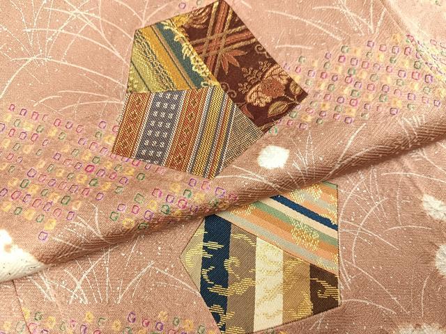 平和屋着物●訪問着　絞り　刺繍　切嵌雪輪草花文　金銀彩　正絹　逸品　未使用　AABM1218ph