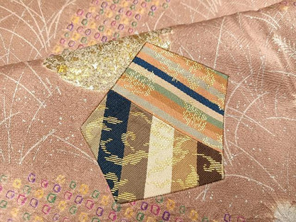 平和屋着物●訪問着　絞り　刺繍　切嵌雪輪草花文　金銀彩　正絹　逸品　未使用　AABM1218ph